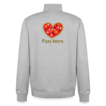 Pizza_Amore - Sweat zippé unisexe en coton bio Stanley/Stella - gris chiné - Dos - AI Model Male 185 light (185cm)