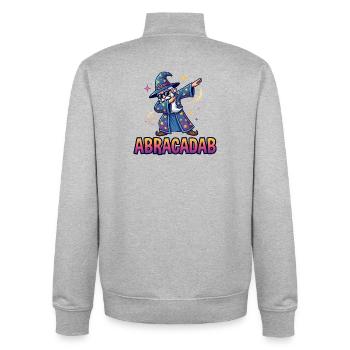Abracadab Wizard Fantasy Meme - Unisex Organic Zip Sweatshirt by Stanley/Stella - heather grey - Back - AI Model Male 185 light (185cm)