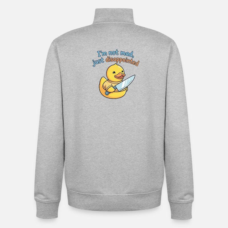 Canard déçu avec un couteau - Sweat zippé unisexe en coton bio Stanley/Stella - gris chiné