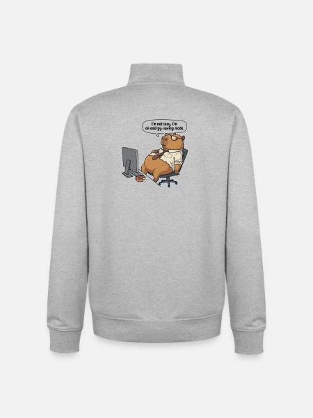 Energiesparender Capybara Biber am Arbeitsplatz - Unisex Organic Zip Sweatshirt von Stanley/Stella - Grau meliert