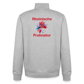 UNE NATURE RHÉNANE JOYEUSE, JECK ! SESSION DE CARNAVAL - Sweat zippé unisexe en coton bio Stanley/Stella - gris chiné - Dos - AI Model Male 185 light (185cm)