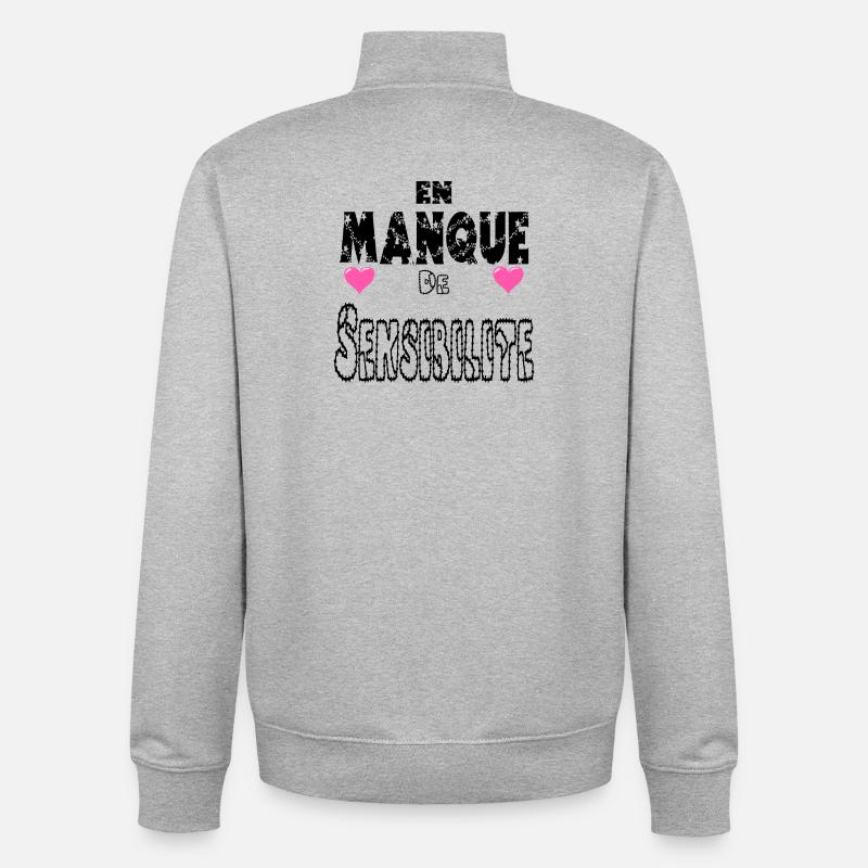 Lacking Sensitivity - Unisex Organic Zip Sweatshirt by Stanley/Stella - heather grey