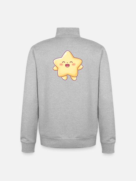 Kawaii Sternchen Lächeln Stern Kinder - Unisex Organic Zip Sweatshirt von Stanley/Stella - Grau meliert