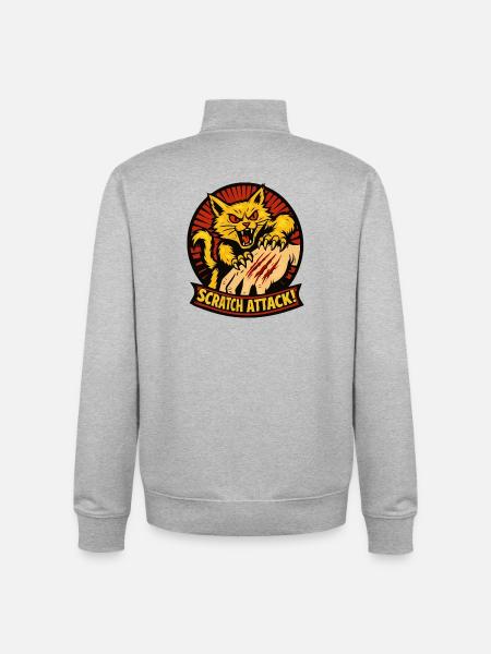 Scratch Attack Angry Cat Claw Design - Unisex Organic Zip Sweatshirt by Stanley/Stella - heather grey
