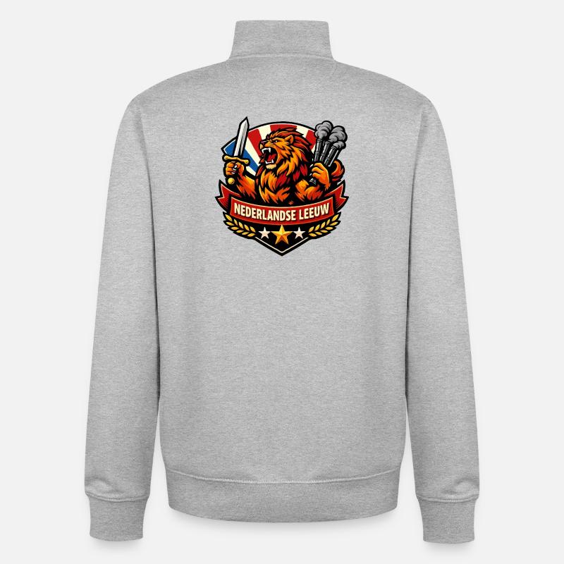 Holländischer Löwe mit Schwert und Rauch - Unisex Organic Zip Sweatshirt von Stanley/Stella - Grau meliert