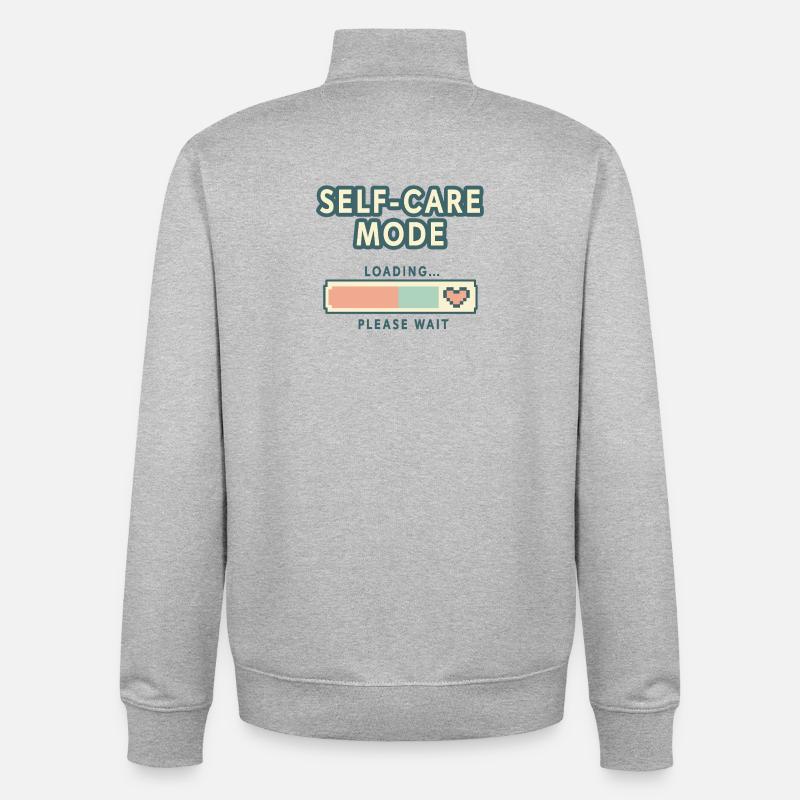 Self-Care Mode Loading - Retro Pixel Edition - Unisex Organic Zip Sweatshirt von Stanley/Stella - Grau meliert