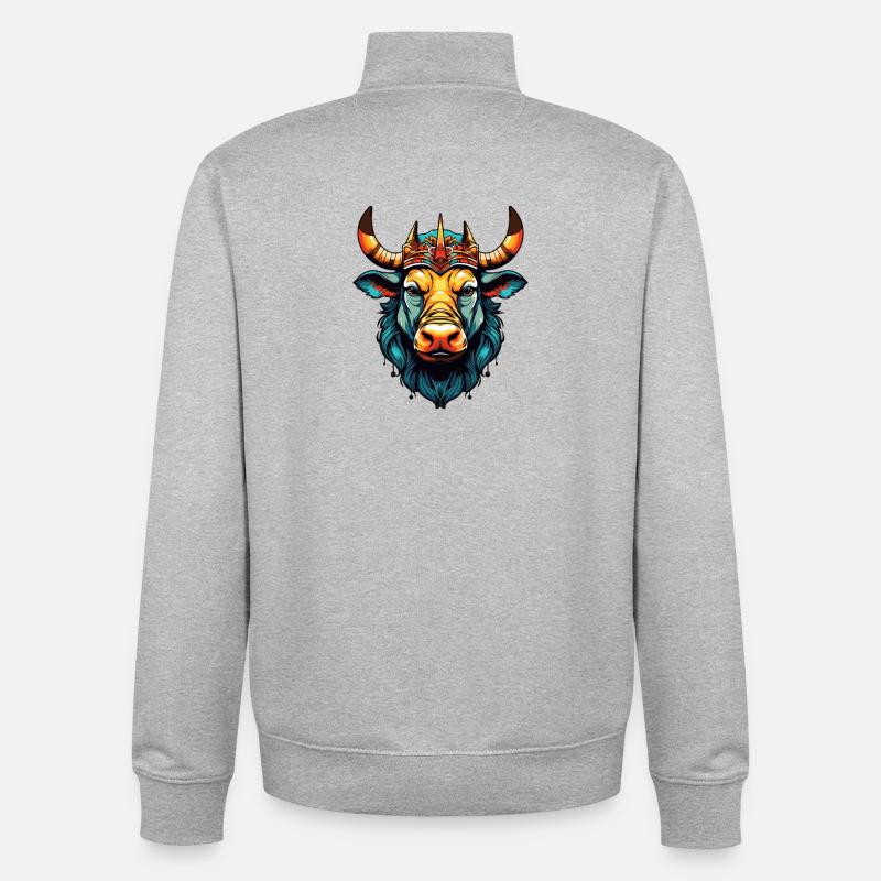 Stier Comic King - Unisex Organic Zip Sweatshirt von Stanley/Stella - Grau meliert