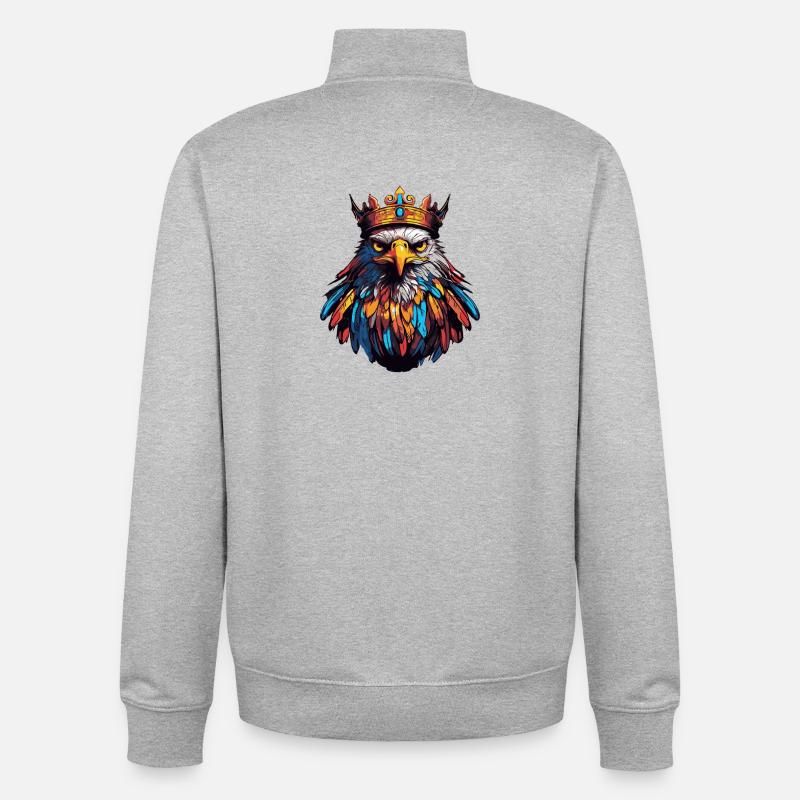 Eagle Comic Crown - Unisex Organic Zip Sweatshirt by Stanley/Stella - heather grey