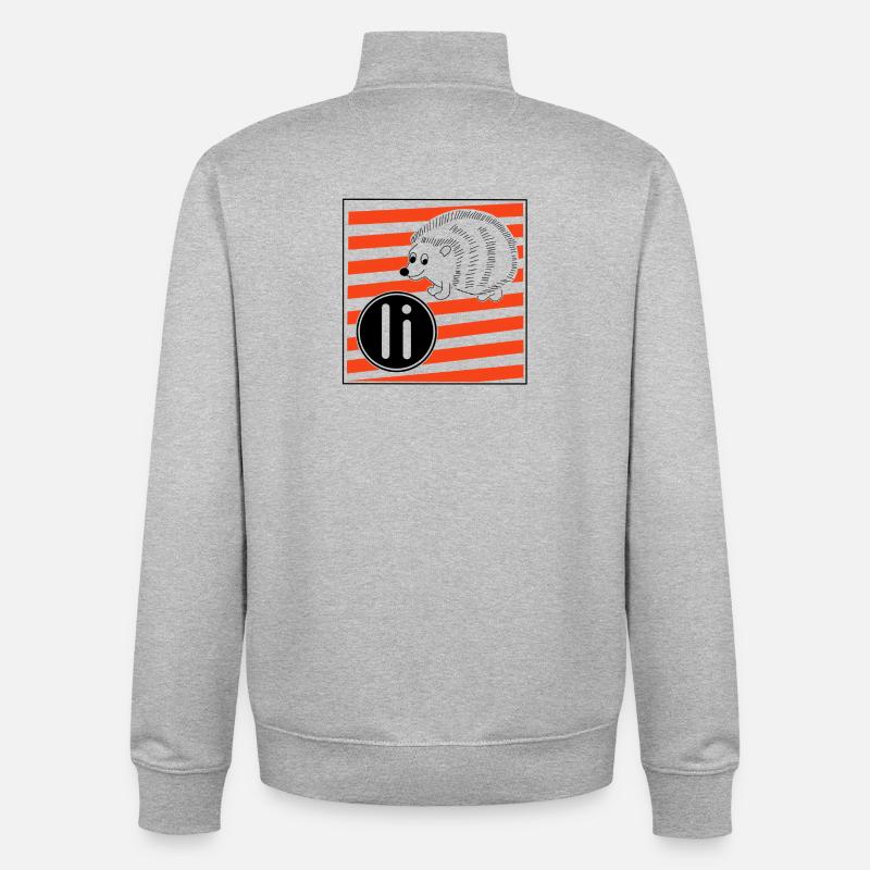 I pour Hérisson - Sweat zippé unisexe en coton bio Stanley/Stella - gris chiné