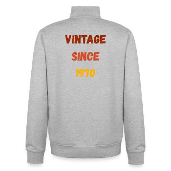 1970 Geburtstag - Vintage since 1970 - Unisex Organic Zip Sweatshirt by Stanley/Stella - heather grey - Back - AI Model Male 185 light (185cm)
