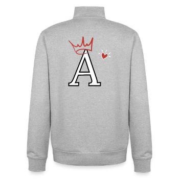 Herzkronen-Brief - Unisex Organic Zip Sweatshirt von Stanley/Stella - Grau meliert - Hinten - AI Model Male 185 light (185cm)