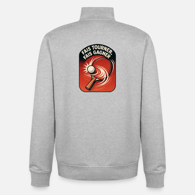 Spin Make Win - Ping Pong - Unisex Organic Zip Sweatshirt by Stanley/Stella - heather grey