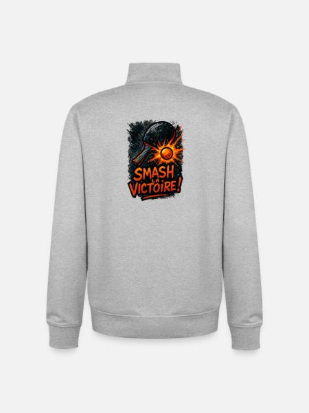 Smash the victory! Ping Pong - Unisex Organic Zip Sweatshirt by Stanley/Stella - heather grey