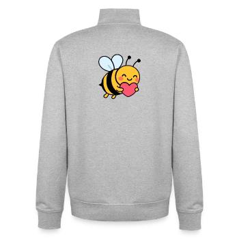 Joyeuse abeille avec le cœur - Sweat zippé unisexe en coton bio Stanley/Stella - gris chiné - Dos - AI Model Male 185 light (185cm)