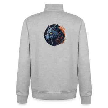 Loup nocturne  - Sweat zippé unisexe en coton bio Stanley/Stella - gris chiné - Dos - AI Model Male 185 light (185cm)
