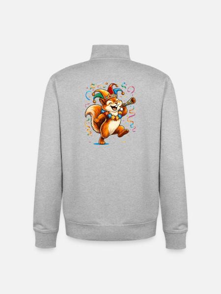 Karneval Eichhörnchen – Buntes Faschingsmotiv - Unisex Organic Zip Sweatshirt von Stanley/Stella - Grau meliert