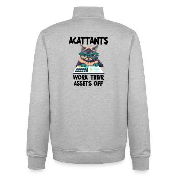 Funny Accountants Work Their Assets Off  - Unisex Organic Zip Sweatshirt by Stanley/Stella - heather grey - Back - AI Model Male 185 light (185cm)
