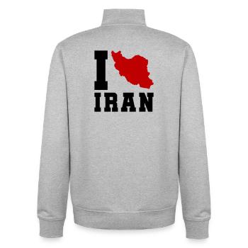 I Love Iran - Unisex Organic Zip Sweatshirt by Stanley/Stella - heather grey - Back - AI Model Male 185 light (185cm)