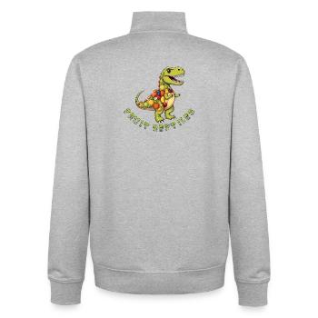 Dino aux fruits avec couronne de fruits - Sweat zippé unisexe en coton bio Stanley/Stella - gris chiné - Dos - AI Model Male 185 light (185cm)