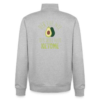 Avocado Keto Saying Image - Unisex Organic Zip Sweatshirt by Stanley/Stella - heather grey - Back - AI Model Male 185 light (185cm)