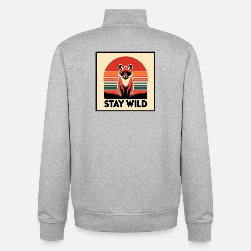 Restez sauvage - Sweat zippé unisexe en coton bio Stanley/Stella - gris chiné