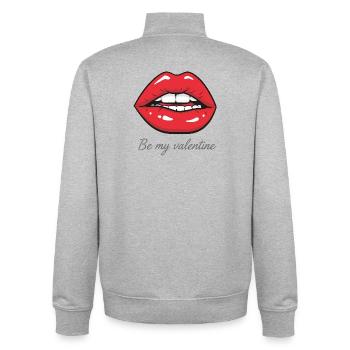 Be my Valentine – Sexy Rote Lippen Design - Unisex Organic Zip Sweatshirt von Stanley/Stella - Grau meliert - Hinten - AI Model Male 185 light (185cm)