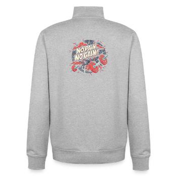 Pas de douleur Pas de gain Salle de sport Motivation Fitness Entraînement Shi - Sweat zippé unisexe en coton bio Stanley/Stella - gris chiné - Dos - AI Model Male 185 light (185cm)