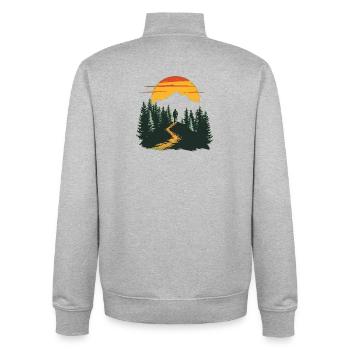 Wanderlust Explorer – Outdoor Hiking Shirt - Unisex Organic Zip Sweatshirt by Stanley/Stella - heather grey - Back - AI Model Male 185 light (185cm)