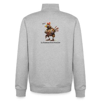 THE FAMOUS RUSTY HEN! - Unisex Organic Zip Sweatshirt by Stanley/Stella - heather grey - Back - AI Model Male 185 light (185cm)