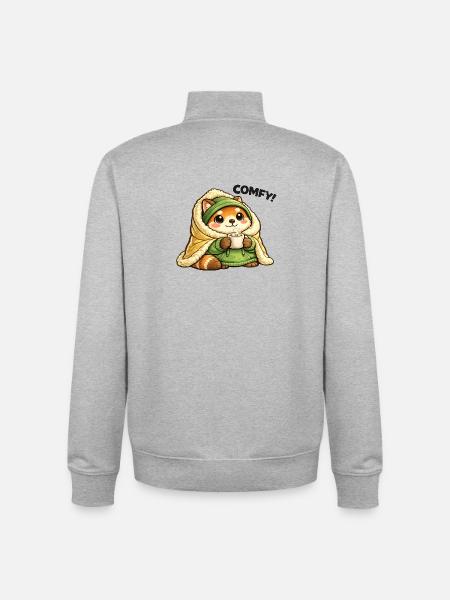 Kuschelpanda im Wintermantel - Unisex Organic Zip Sweatshirt von Stanley/Stella - Grau meliert