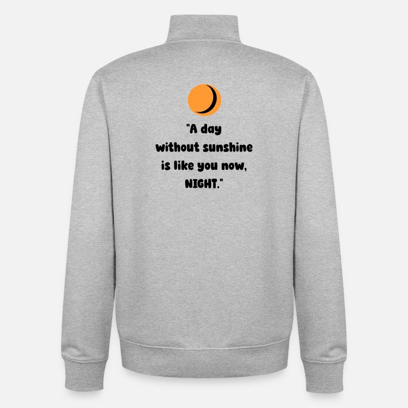 Silhouette de la Lune Orange - Sweat zippé unisexe en coton bio Stanley/Stella - gris chiné