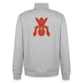 Crimson Iris Flame - Unisex Organic Zip Sweatshirt by Stanley/Stella - heather grey - Back - AI Model Male 185 light (185cm)