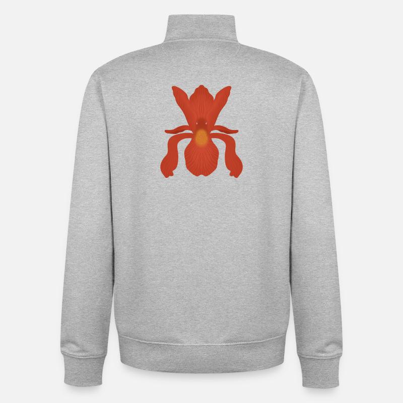 Flamme d’Iris Cramoisi - Sweat zippé unisexe en coton bio Stanley/Stella - gris chiné