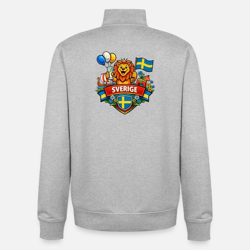 Logo joyeux de la Suède - Sweat zippé unisexe en coton bio Stanley/Stella - gris chiné