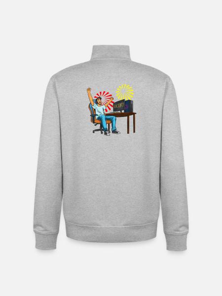 Gaming Victory! - Unisex Organic Zip Sweatshirt by Stanley/Stella - heather grey