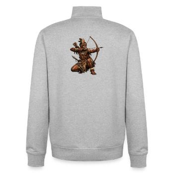 Bowhunters of the Wild - Unisex Organic Zip Sweatshirt by Stanley/Stella - heather grey - Back - AI Model Male 185 light (185cm)