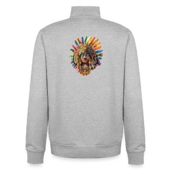 Colorful Aztec Feather Mask - Unisex Organic Zip Sweatshirt by Stanley/Stella - heather grey - Back - AI Model Male 185 light (185cm)