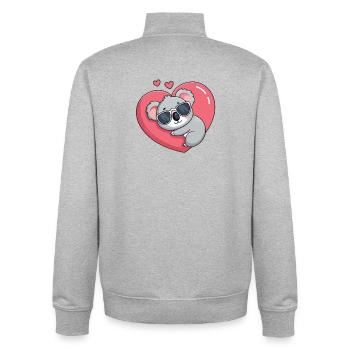 Koala-Ruhebrille mit rosa Herz - Unisex Organic Zip Sweatshirt von Stanley/Stella - Grau meliert - Hinten - AI Model Male 185 light (185cm)
