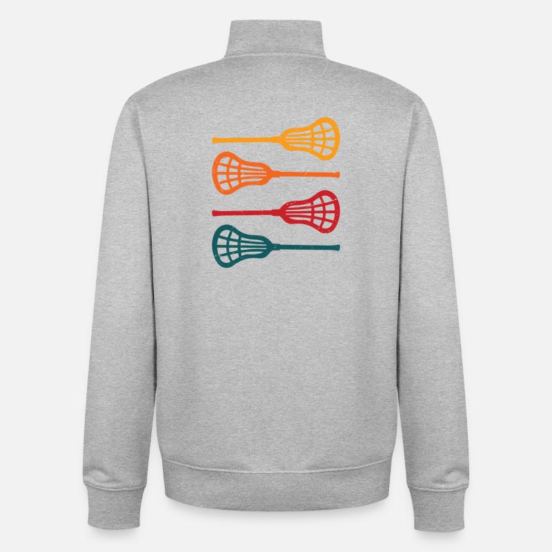 Lacrosse avec crosse avec bâton - Sweat zippé unisexe en coton bio Stanley/Stella - gris chiné