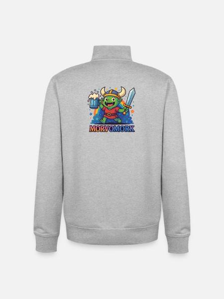 Goblin Viking Fun Hero - Unisex Organic Zip Sweatshirt by Stanley/Stella - heather grey