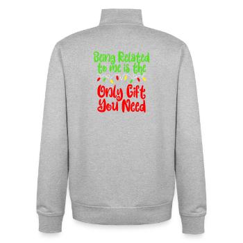 Mit mir verwandt zu sein ist alles, was du zu Weih - Unisex Organic Zip Sweatshirt von Stanley/Stella - Grau meliert - Hinten - AI Model Male 185 light (185cm)