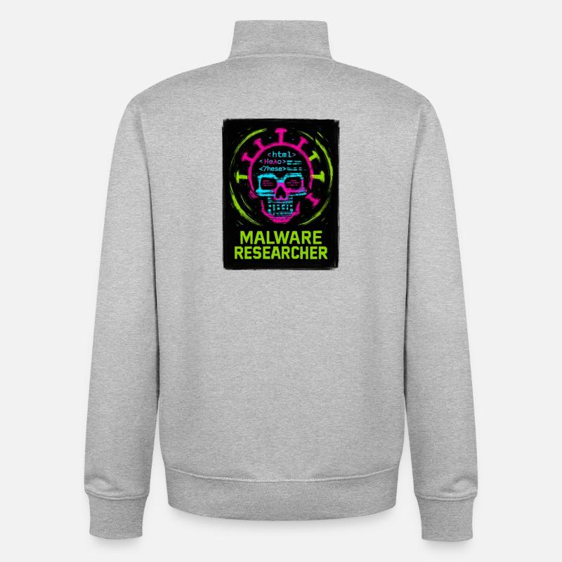 Cybersécurité : Malware Researcher - Sweat zippé unisexe en coton bio Stanley/Stella - gris chiné
