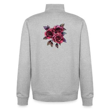 Rosen im Neon-Noir Stil - Unisex Organic Zip Sweatshirt von Stanley/Stella - Grau meliert - Hinten - AI Model Male 185 light (185cm)