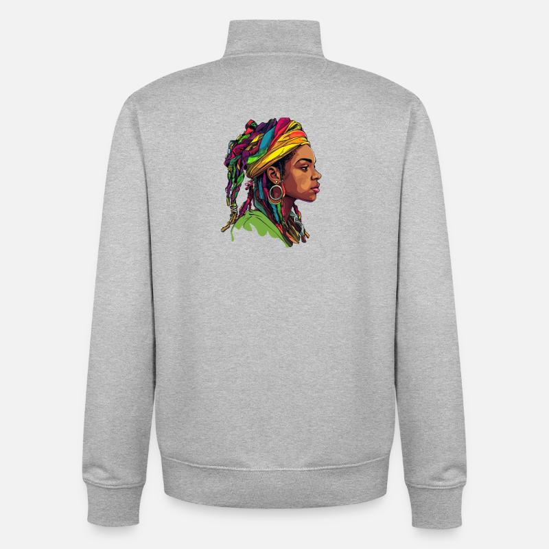 Kopfwrap Farbexplosion Portrait - Unisex Organic Zip Sweatshirt von Stanley/Stella - Grau meliert