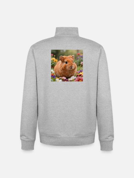 Flowery hamster dream - Unisex Organic Zip Sweatshirt by Stanley/Stella - heather grey