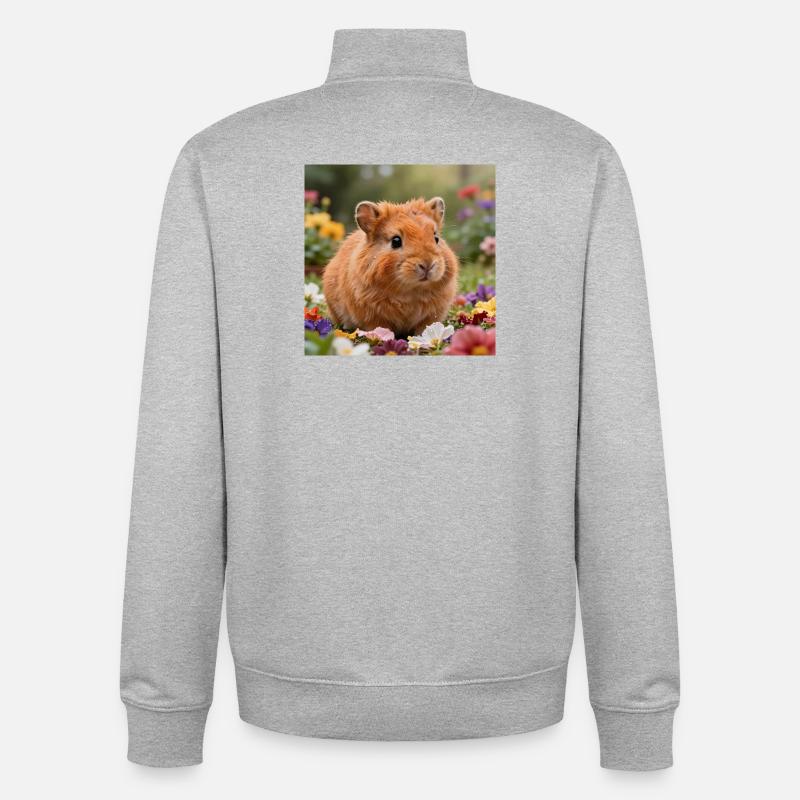 Blumiger Hamstertraum - Unisex Organic Zip Sweatshirt von Stanley/Stella - Grau meliert