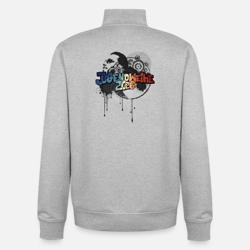 Jugendweihe Graffiti 2026 - Sweat zippé unisexe en coton bio Stanley/Stella - gris chiné