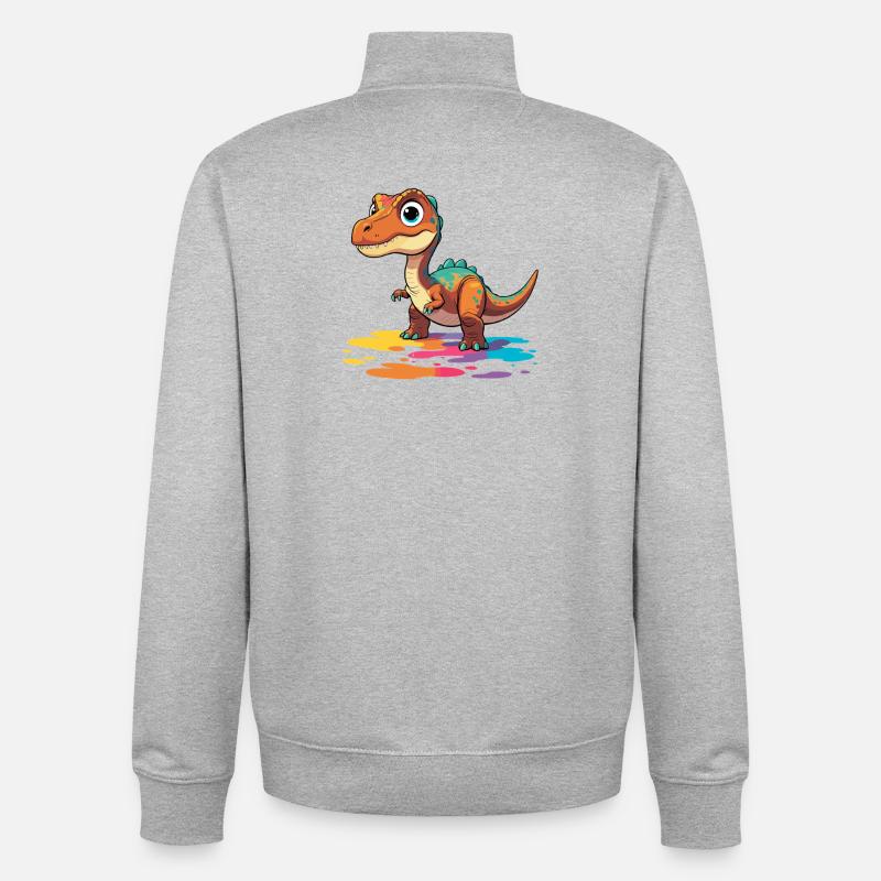 Bunter Dinosaurier Farbklecks - Unisex Organic Zip Sweatshirt von Stanley/Stella - Grau meliert