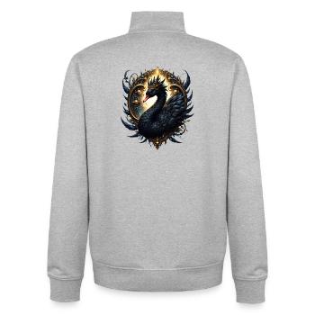 Kaiserlicher Schwarzer Schwan am Goldenen Reifen - Unisex Organic Zip Sweatshirt von Stanley/Stella - Grau meliert - Hinten - AI Model Male 185 light (185cm)