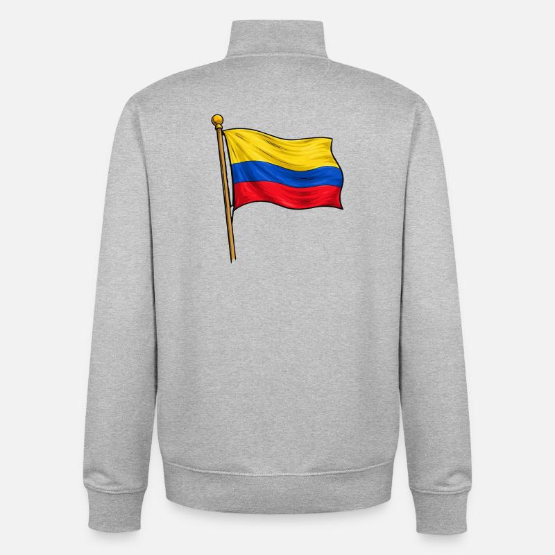 Drapeau de la Colombie - Sweat zippé unisexe en coton bio Stanley/Stella - gris chiné